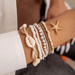 Bracelets coquillages et étoiles de mer – Lot de…